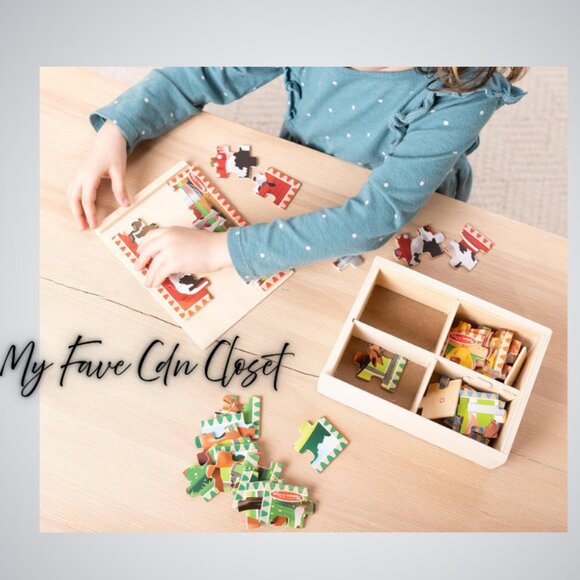 NEW*Sealed**Melissa & Doug 4 pack wooden puzzles (12 pc)  Farm theme for ages 3+ - Picture 7 of 9